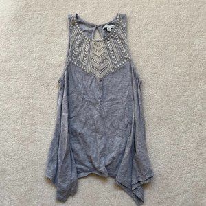 American Eagle Lace Sheer Top Grey Tank